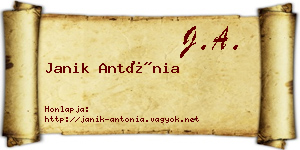Janik Antónia névjegykártya