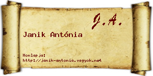 Janik Antónia névjegykártya